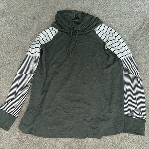 Green Cowl Neck with Striped Sleeves